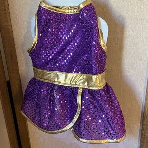 Sparkling Purple and Gold Dogs Rapunzel Costume Medium